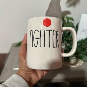 Rae Dunn Fighter Mug - Cream with Red Dot
